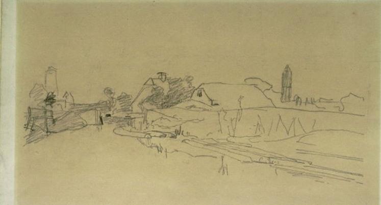 Village On The Banks Of A Canal — Јохан Бартолд Јонгкинд