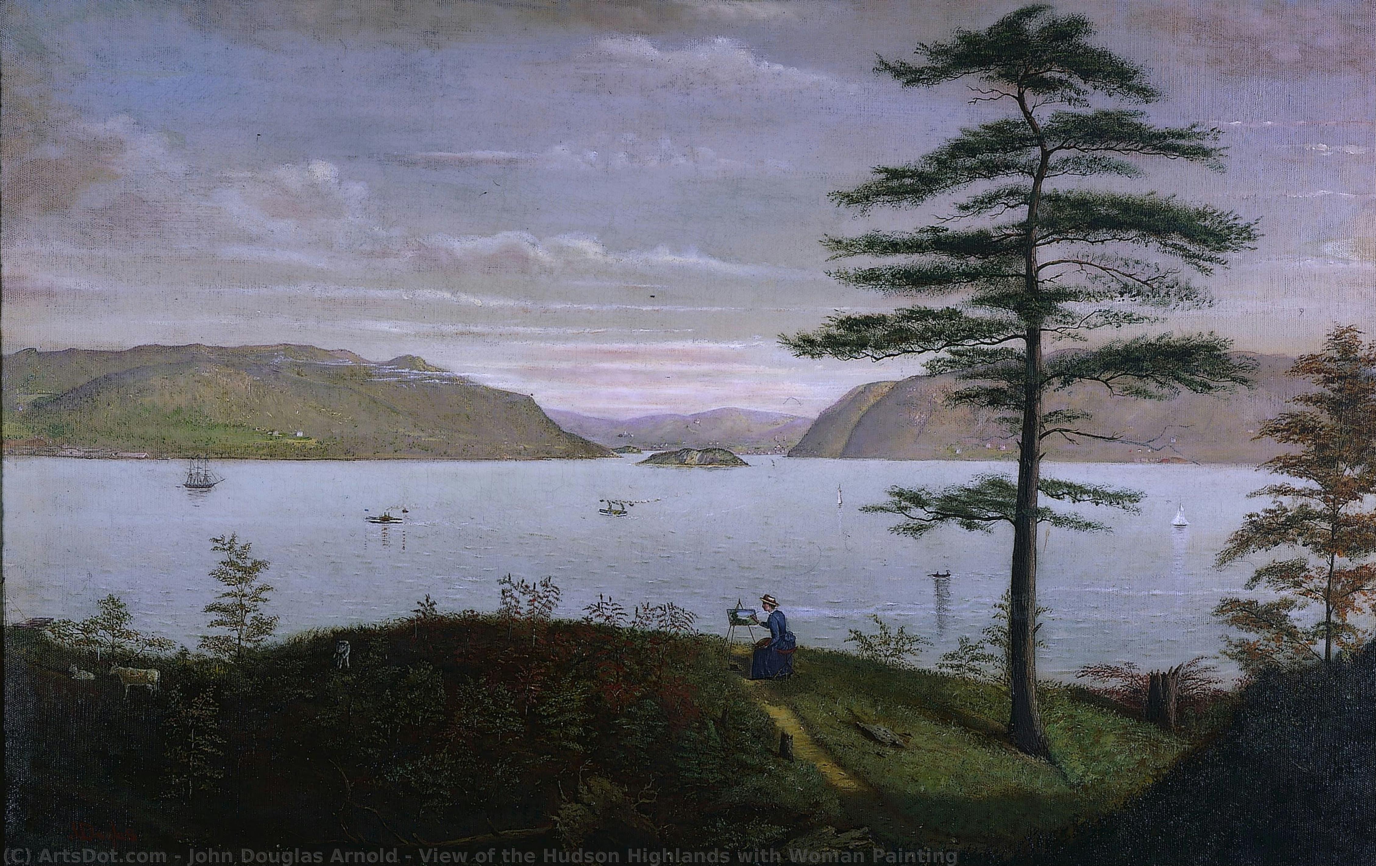 View Of The Hudson Highlands With Woman Painting — John Douglas Arnold