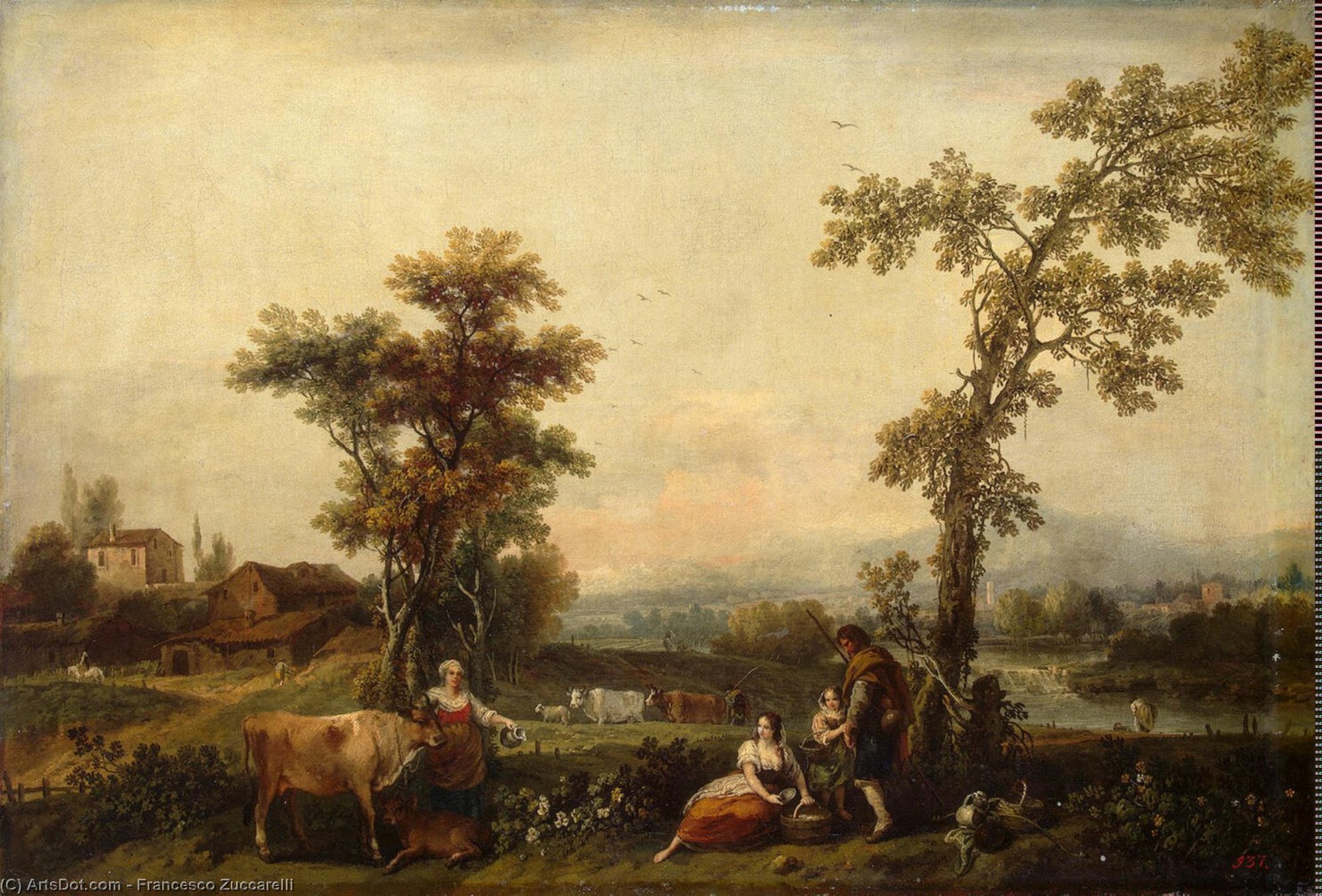 Landscape With A Woman Leading A Cow — Francesco Zuccarelli