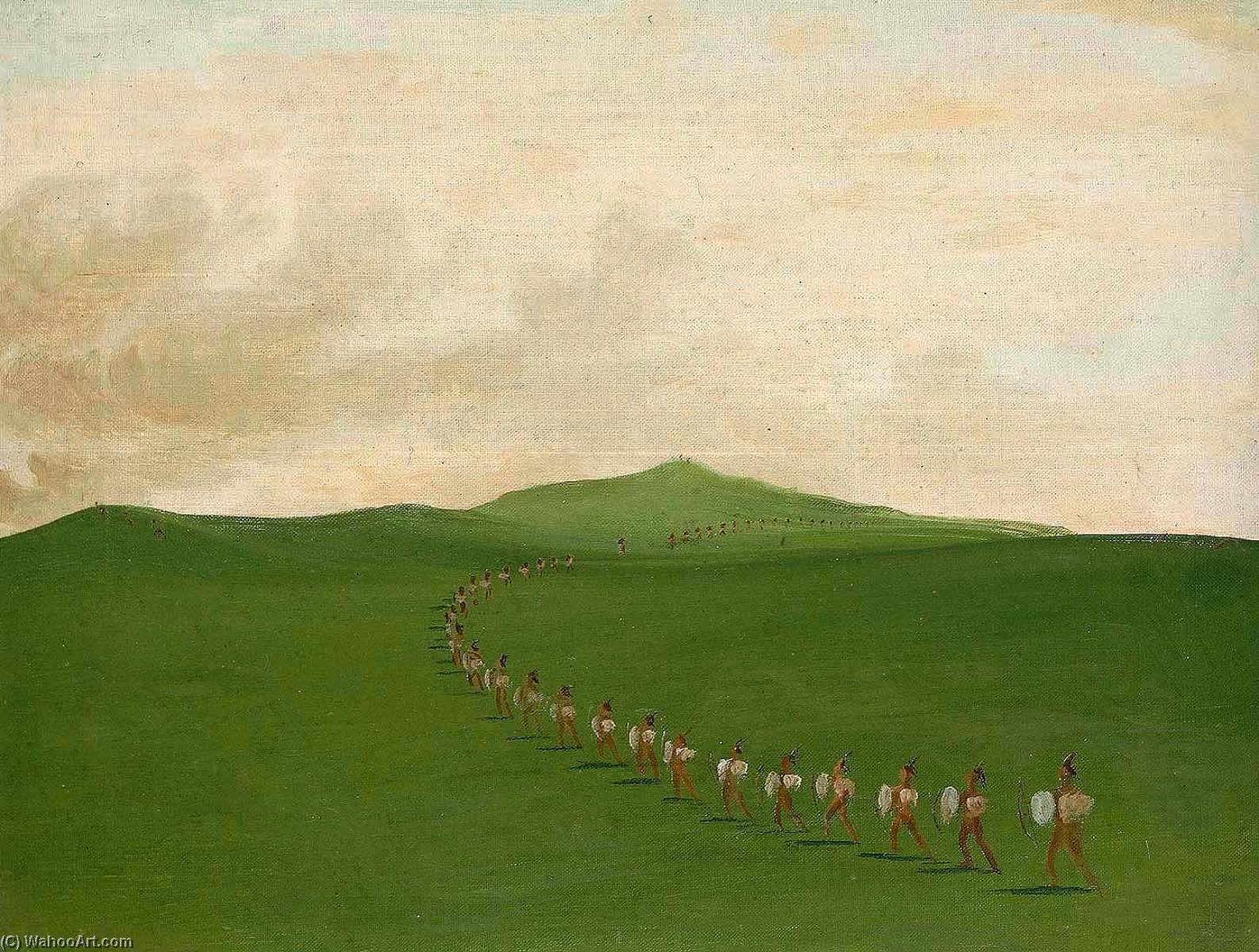 Foot War Party On The March, Upper Missouri — George Catlin