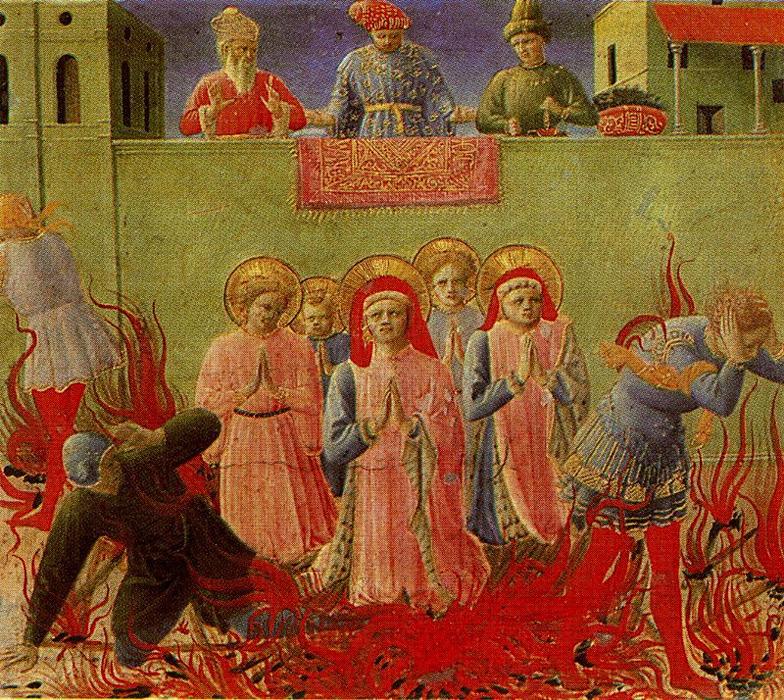 Cosme Y Damián Ante La Hogera — Fra Angelico
