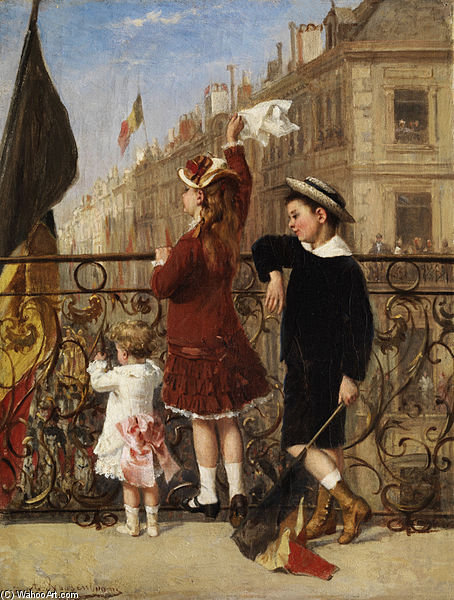Children Waving At A Festival In The City — Albert Roosenboom