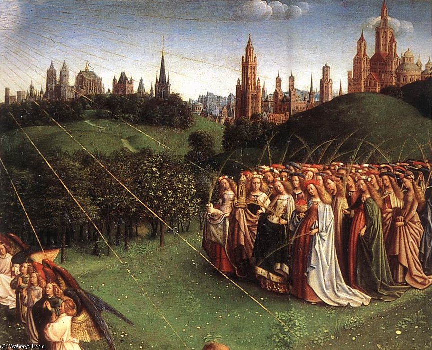 The Ghent Altarpiece Adoration Of The Lamb D Top Right — Jan Van Eyck