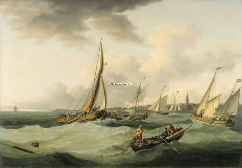 Fishing Boats In A Breeze Off Great Yarmouth — John Thomas Serres