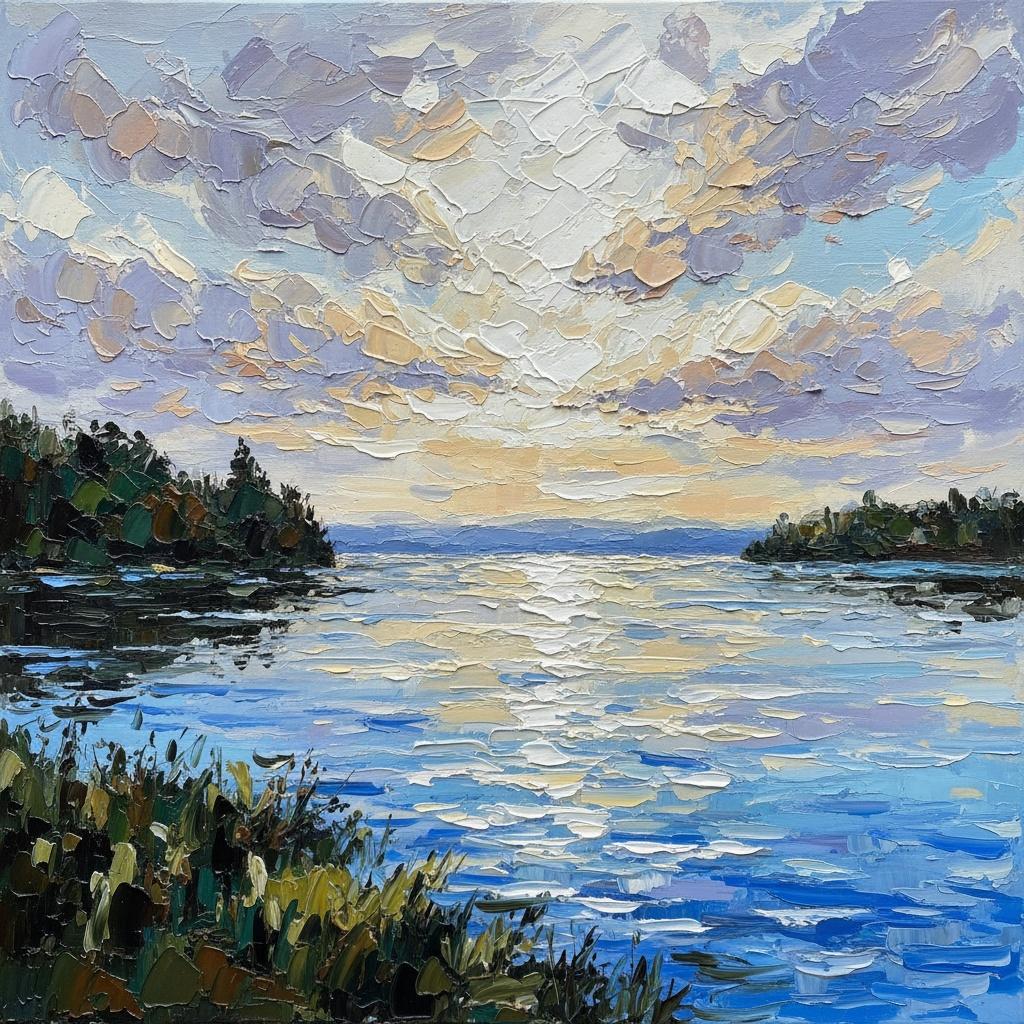 Ätherischer Horizont: Eine Meditative Studie Von Azurblauen Himmel Und Skulpturalen Gewässern — Christian Noiret