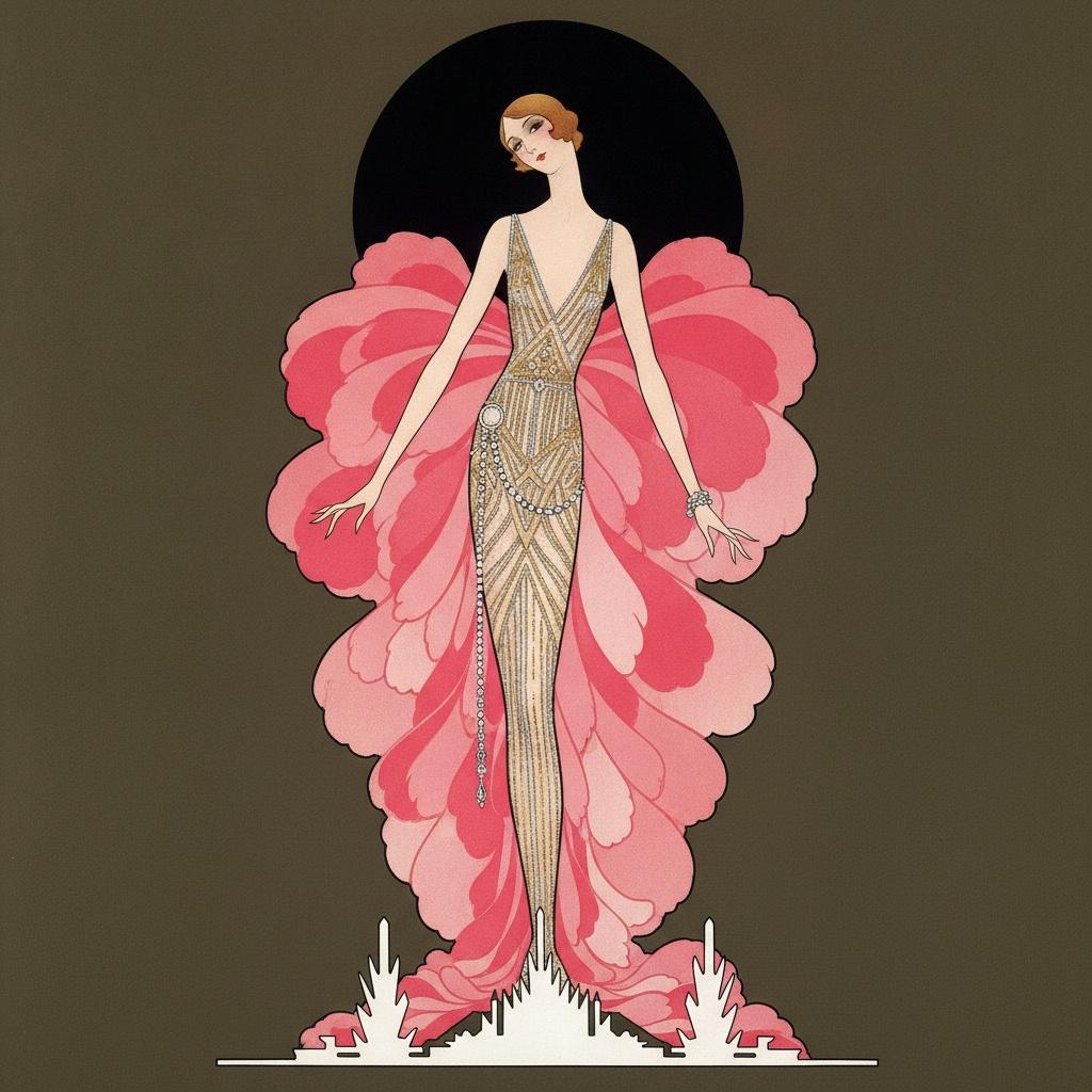 Gilded Figure Amidst Rose Petals And Black Lunar Disc — Valentin Laurent De Courcey