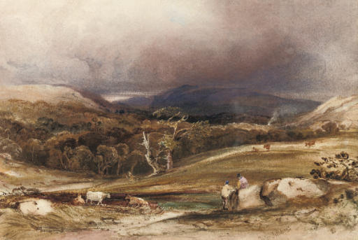An Extensive Landscape With Cattle And Figures In The Foreground — Anthony Vandyke Copley Fielding