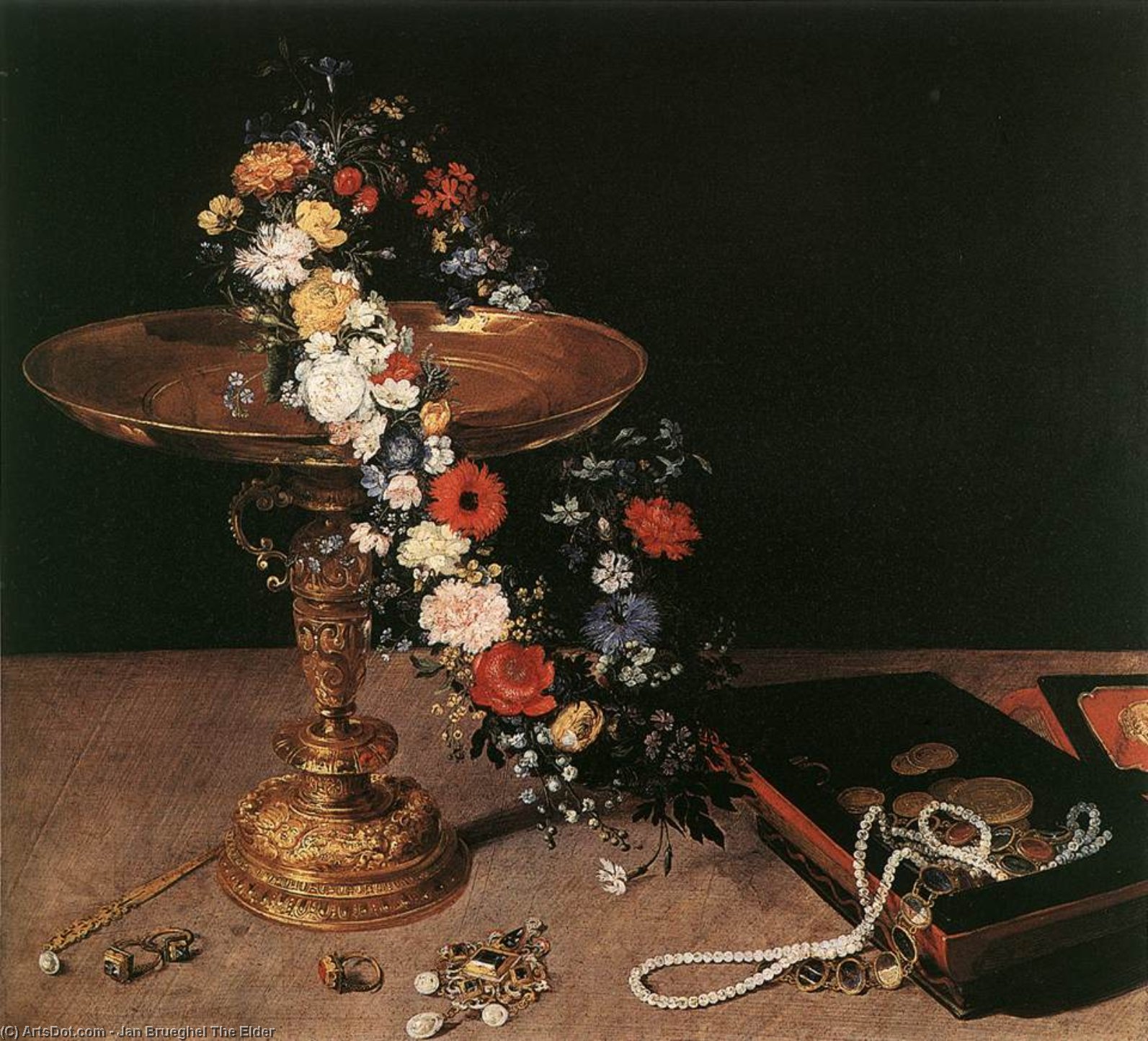 Still­life With Garland Of Flowers And Golden Tazza — Jan Brueghel The Elder