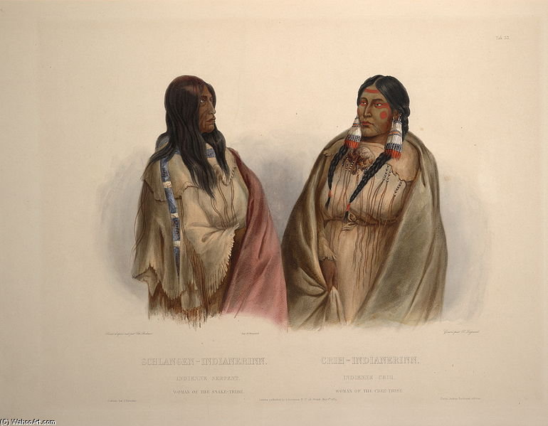 Woman Of The Snake Tribe And Woman Of The Cree Tribe — Карл Бодмер