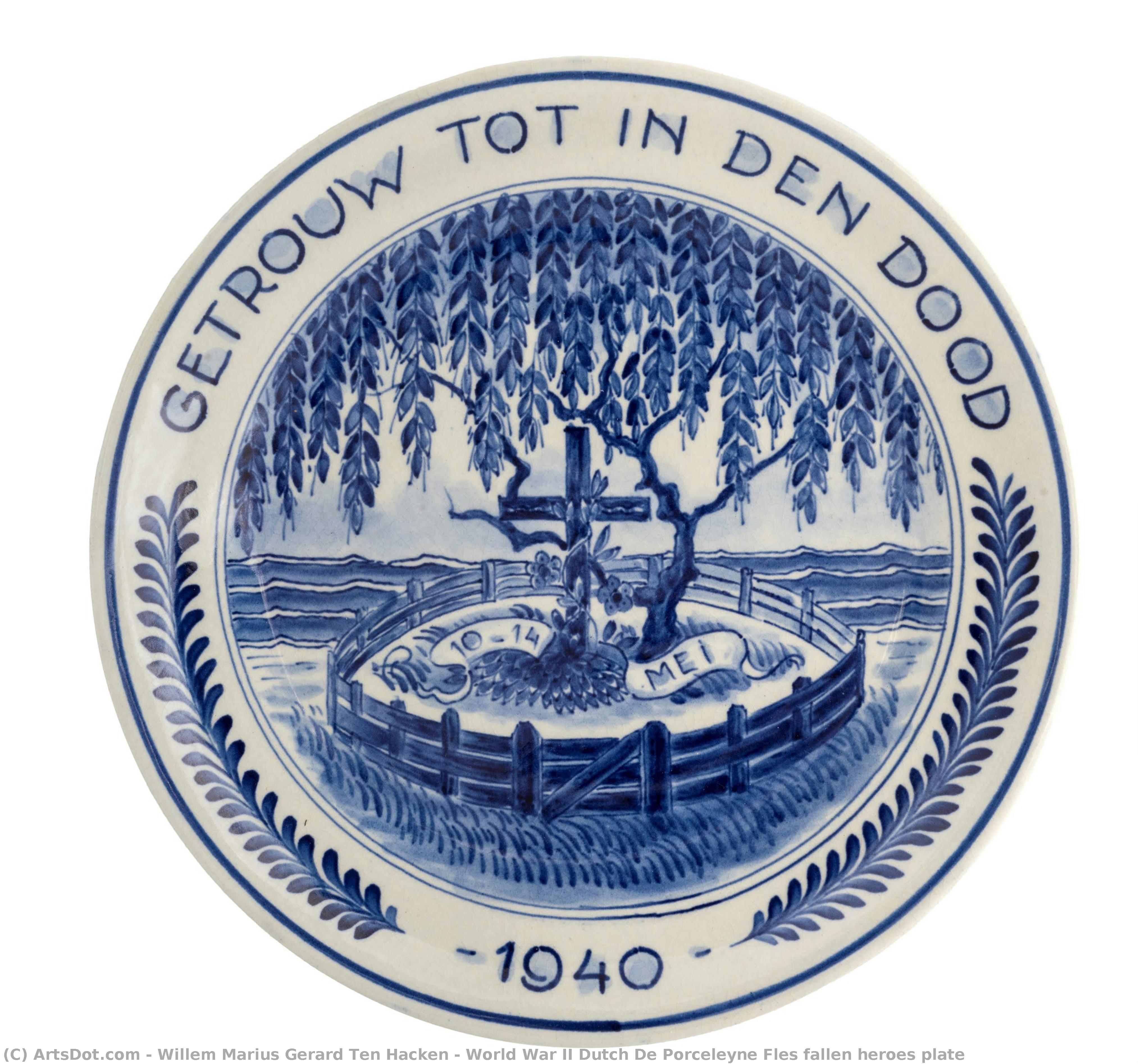 World War Ii Dutch De Porceleyne Fles Fallen Heroes Plate — Willem Marius Gerard Ten Hacken