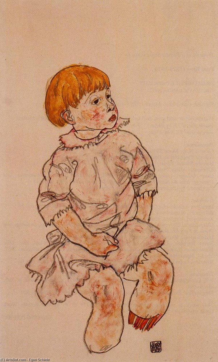 Seated Child - Anton Prschka, Jr — Шиле