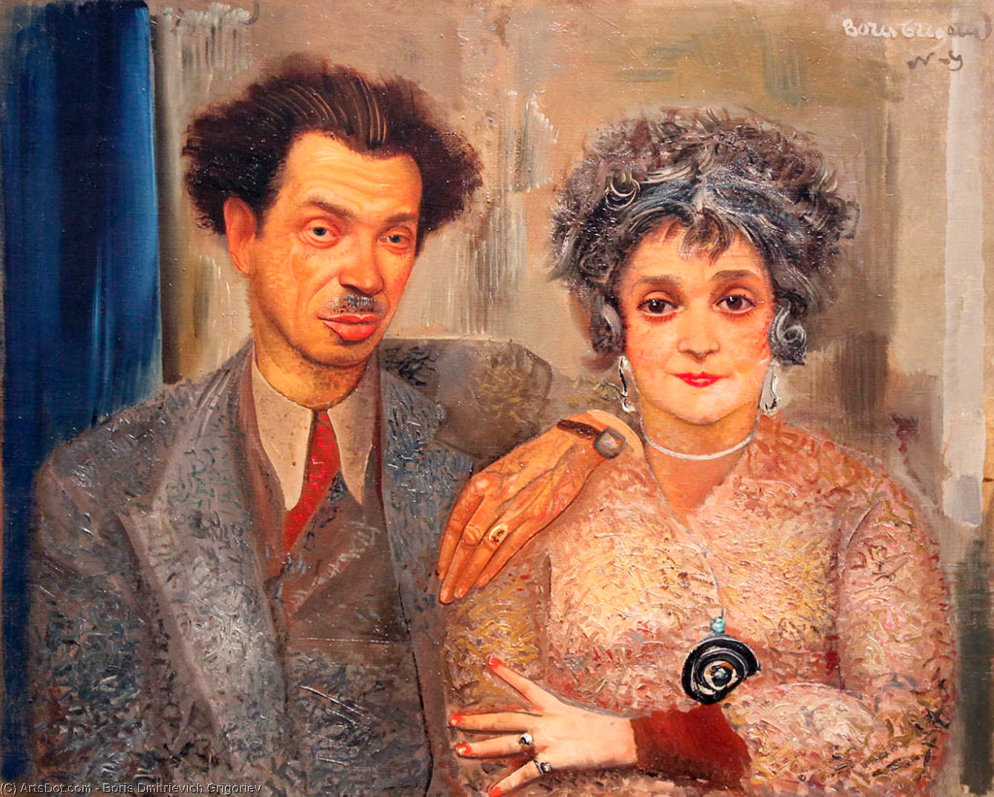 Portrait Of Painter N.v. Remizov With His Wife — Boris Dmitrievich Grigoriev