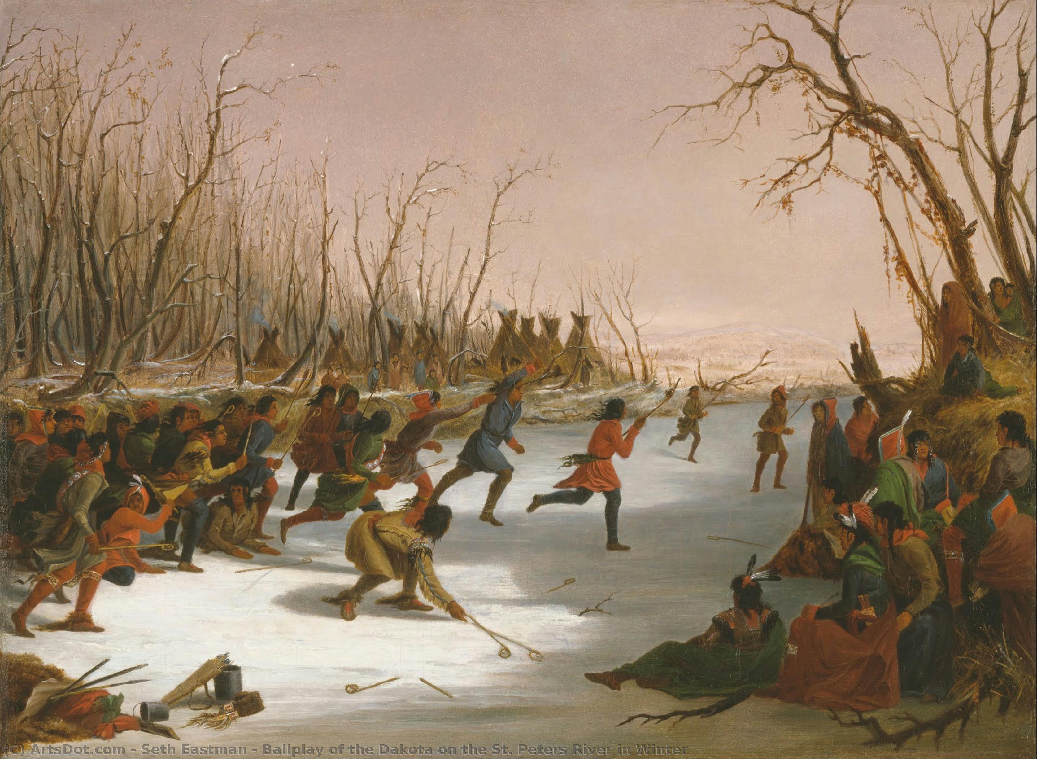 Ballplay Of The Dakota On The St. Peters River In Winter — Seth Eastman