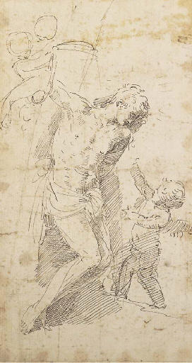 A Naked Tied To A Tree, Accompanied By Three Angels — Donato Creti