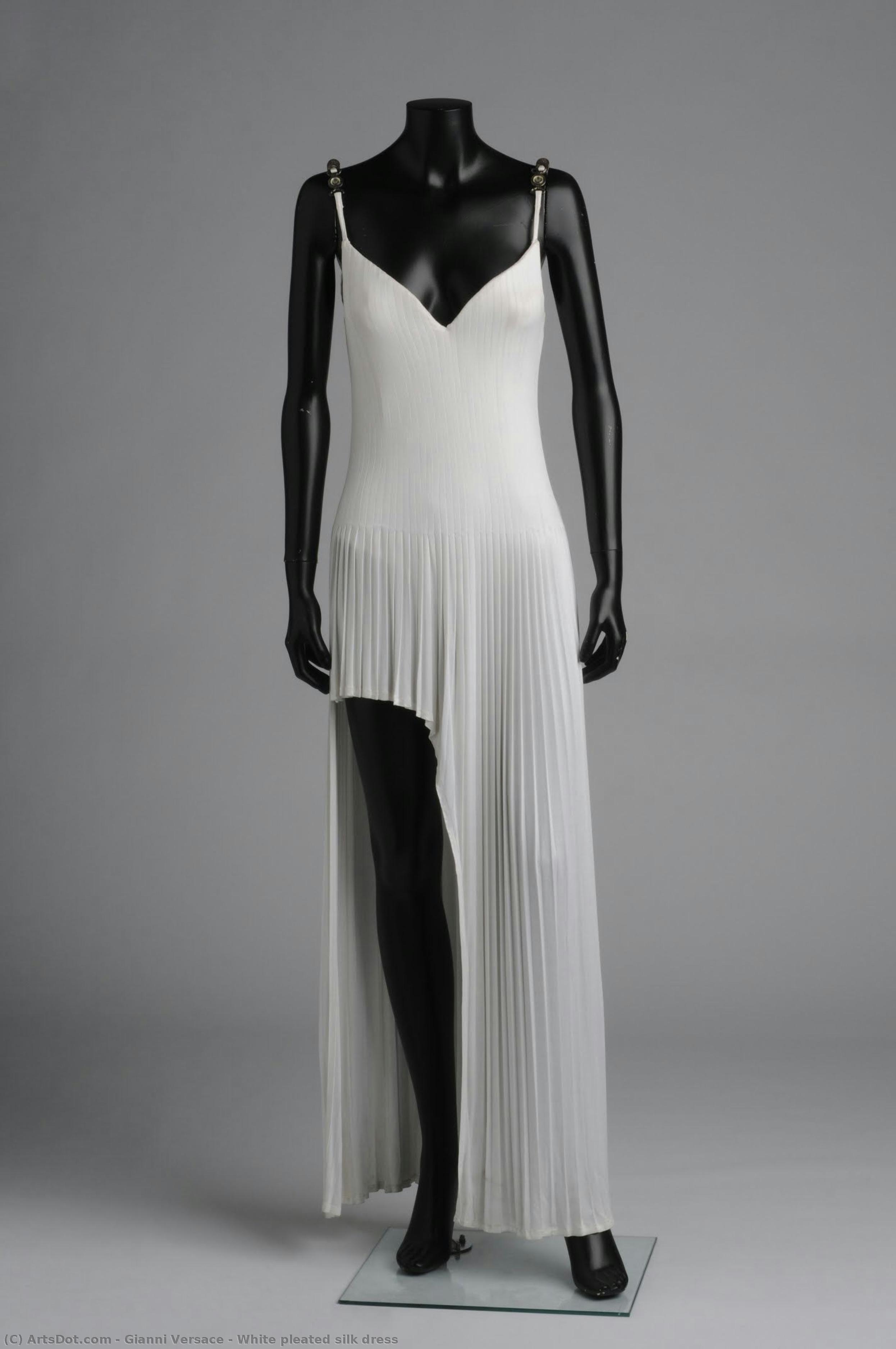 White Pleated Silk Dress — Gianni Versace
