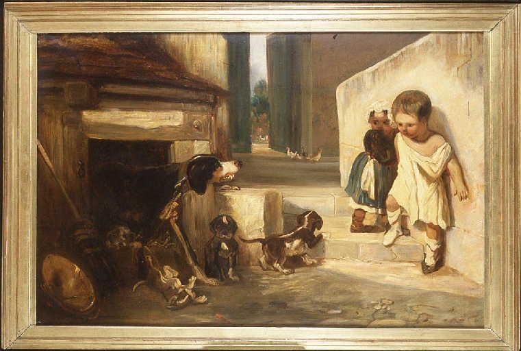 Enfants Effrayés À La Vue D'une Chienne — Alexandre Gabriel Decamps