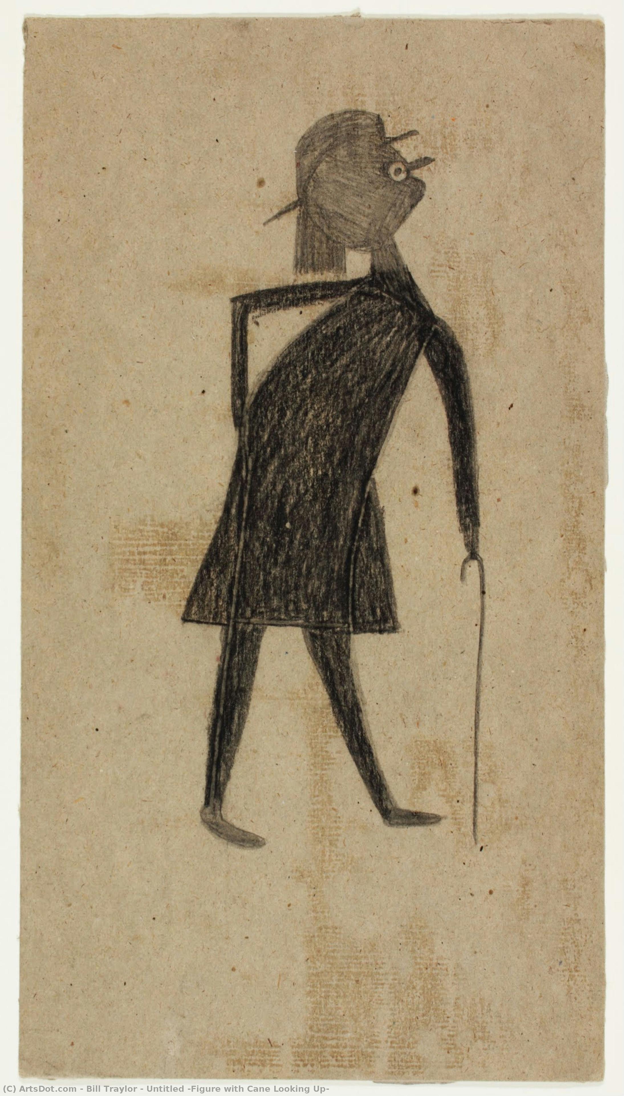 Untitled [figure With Cane Looking Up] — Bill Traylor