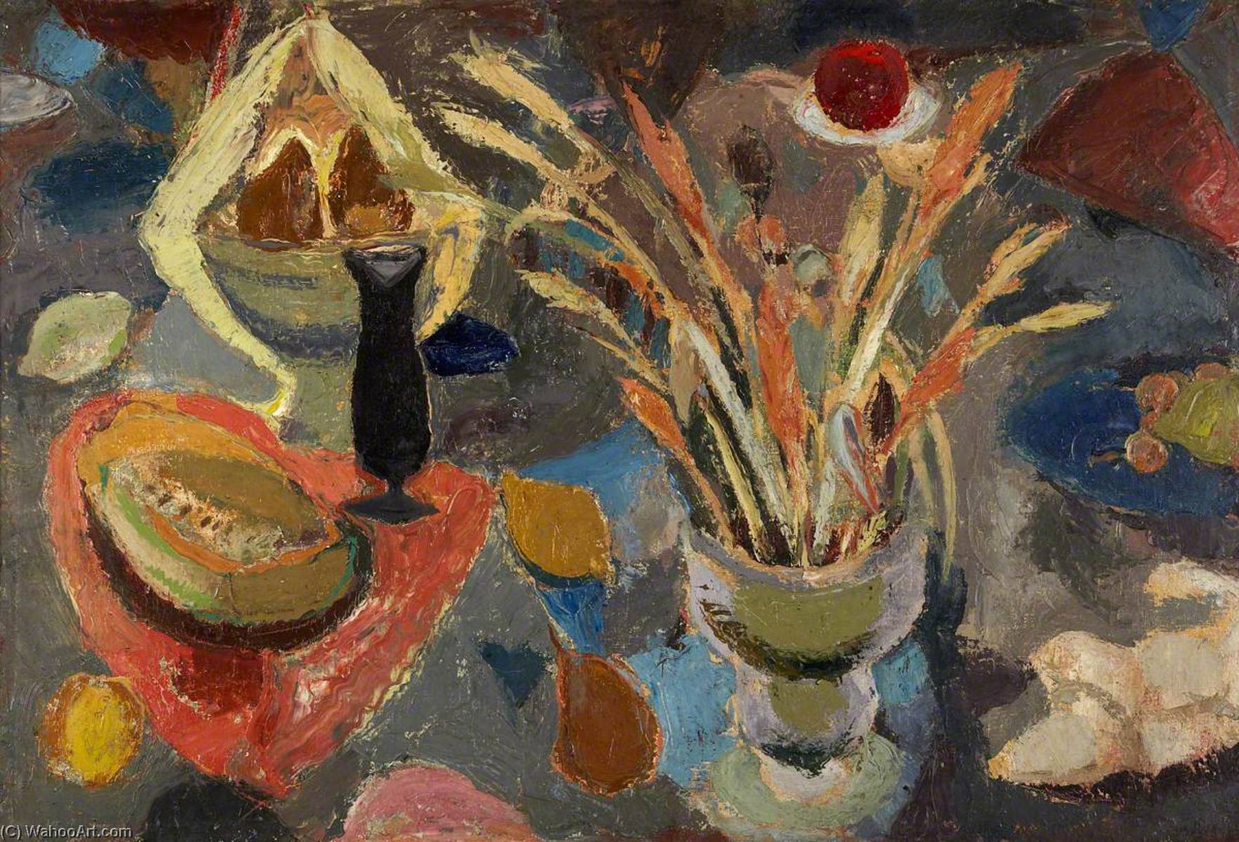 Still Life With Scattered Fruit And Grasses — Sir William George Gillies