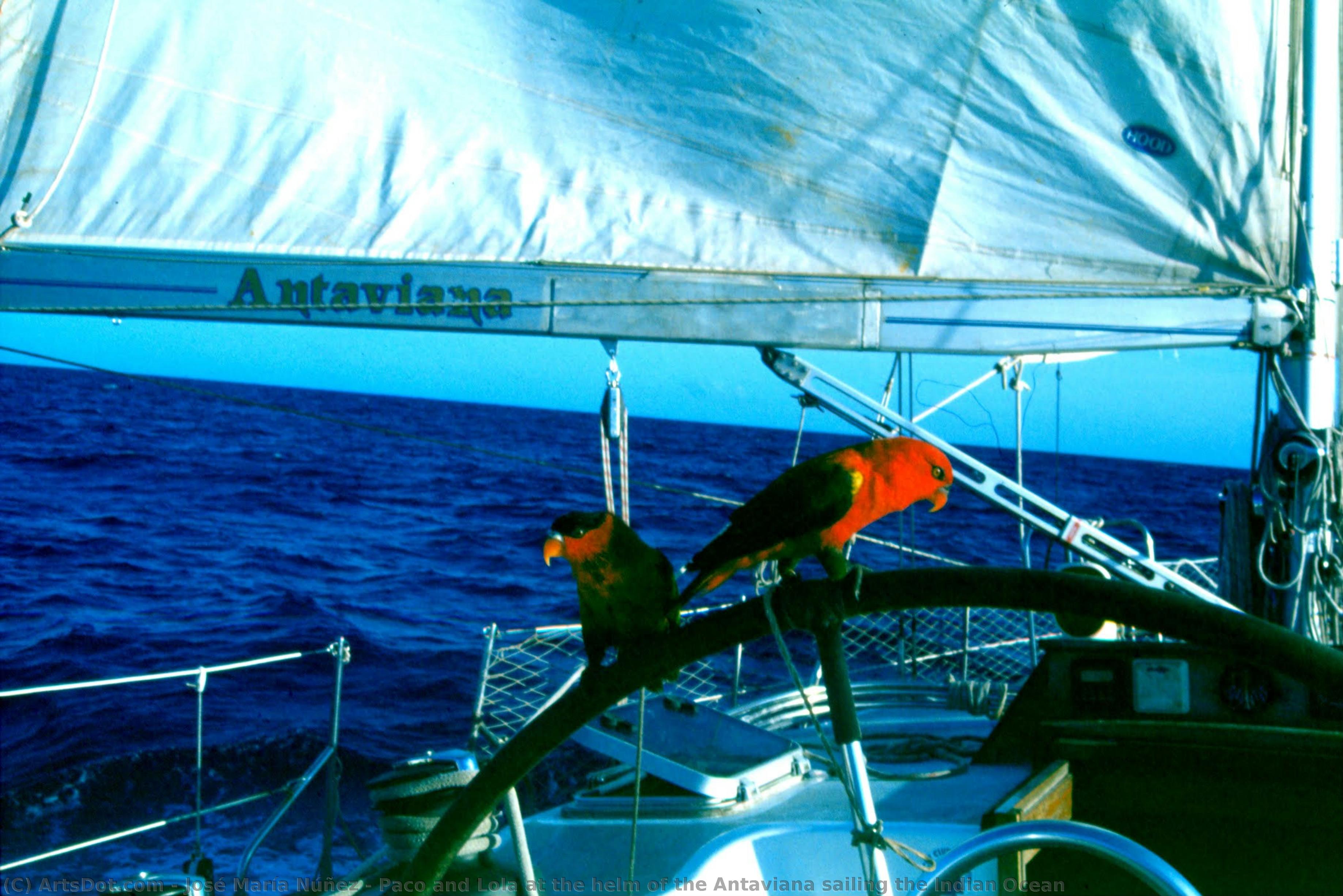 Paco And Lola At The Helm Of The Antaviana Sailing The Indian Ocean — José María Núñez