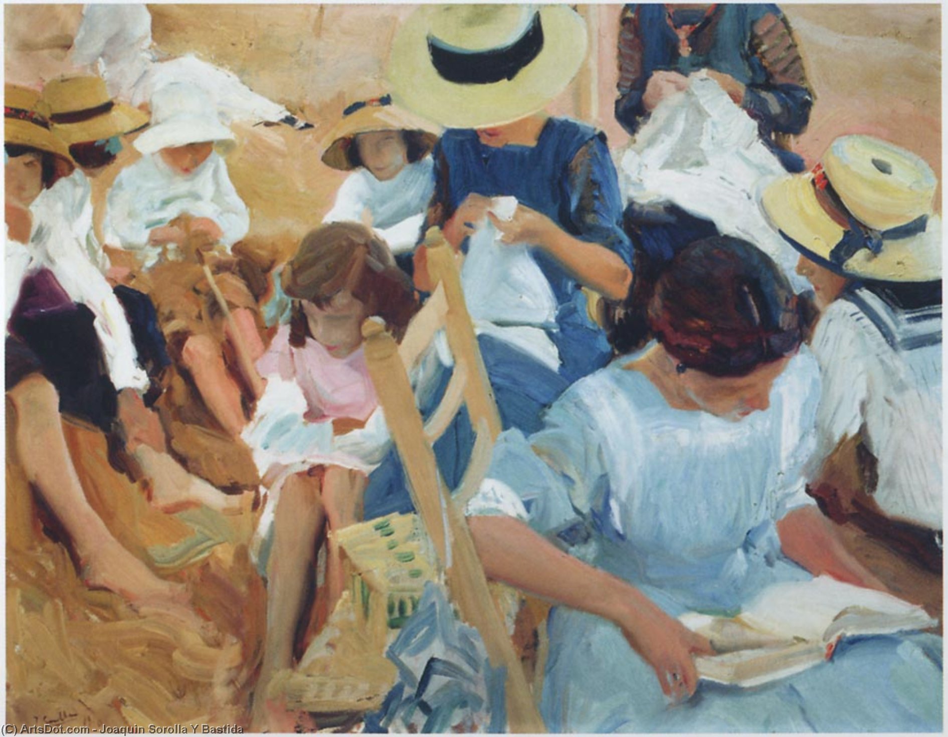 On The Sands At Zarauz Beach — Joaquín Sorolla Y Bastida