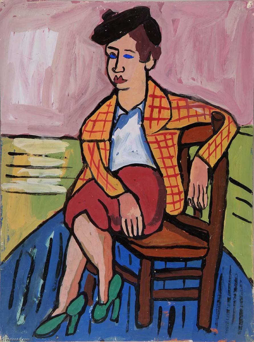 Seated Woman In Plaid Jacket — William H. Johnson