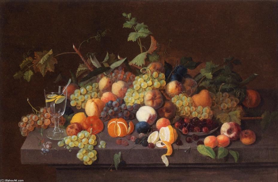 Fruit Still Life With Glass Of Lemonade — Severin Roesen