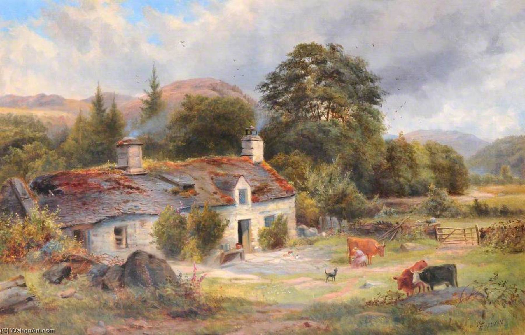 Cottage Landscape With Cattle, North Wales — Джордж Харрисон