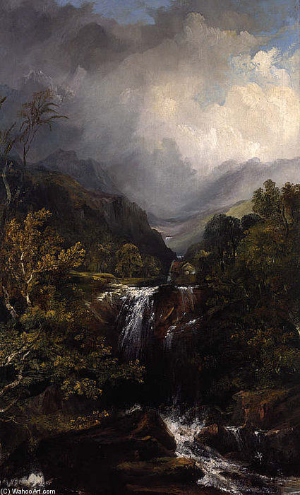 Highland Landscape With A Waterfall — Горацио Мак-каллох