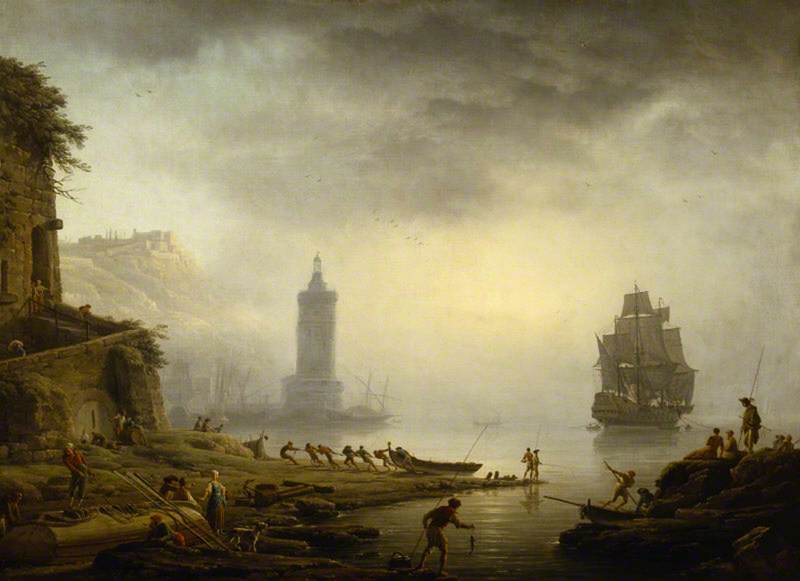 Morning A Port In The Mist – Fishermen Hauling In Their Boat — Claude-joseph Vernet