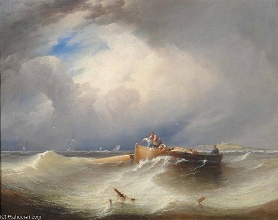 A Fishing Boat With Collapsed Mast In A Heavy Swell Off Shore — John Callow