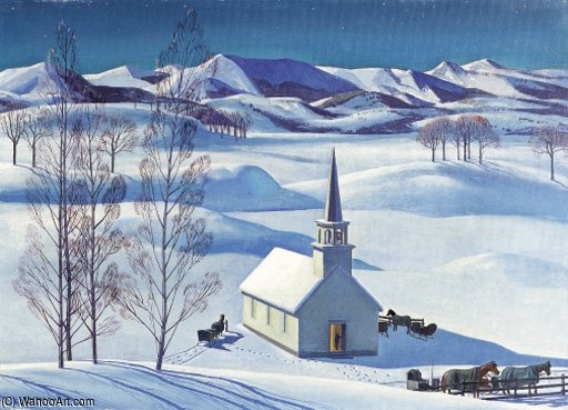 Riding To Church On A Snowy Night — Rockwell Kent