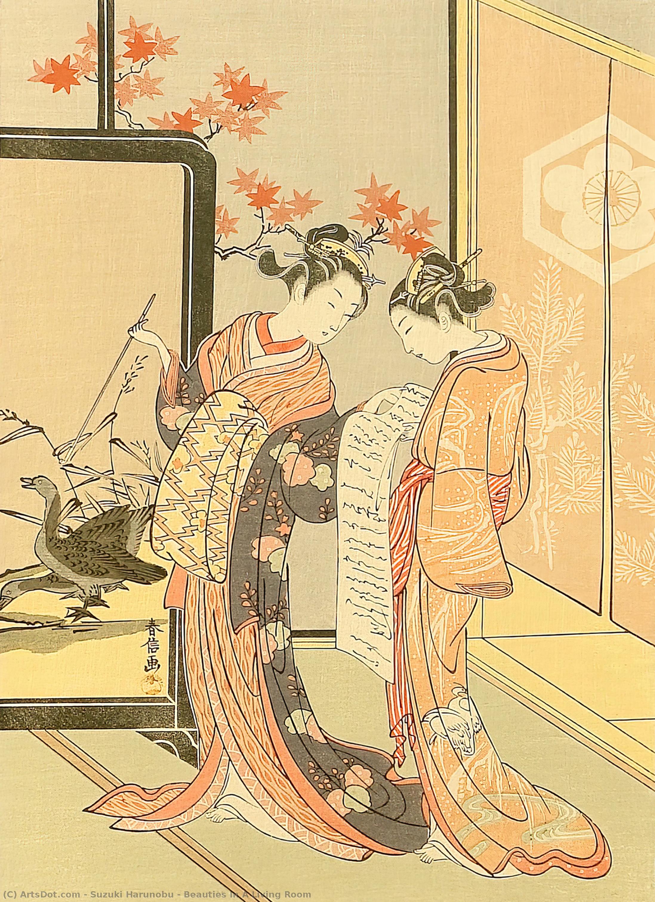 Beauties In A Living Room — Suzuki Harunobu