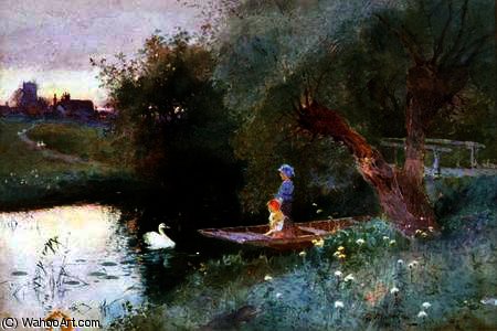 Children In A Punt At Evening — Thomas Mackay