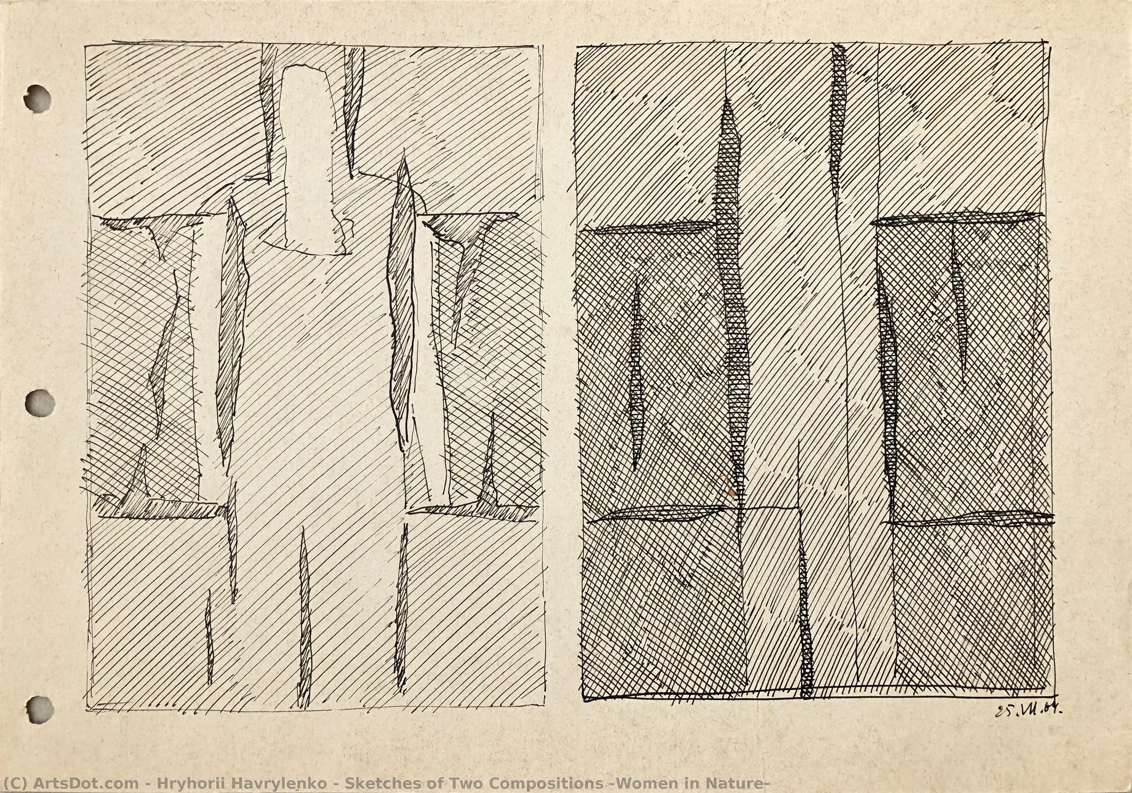 Sketches Of Two Compositions (women In Nature) — Hryhorii Havrylenko