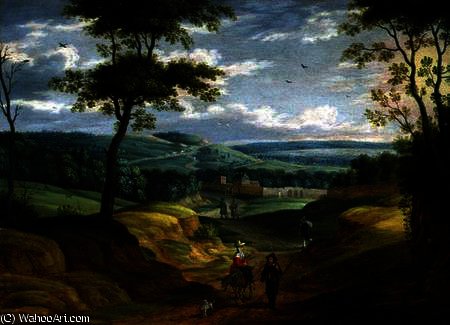 Extensive Landscape With Travellers On A Path — Isaac Van Oosten
