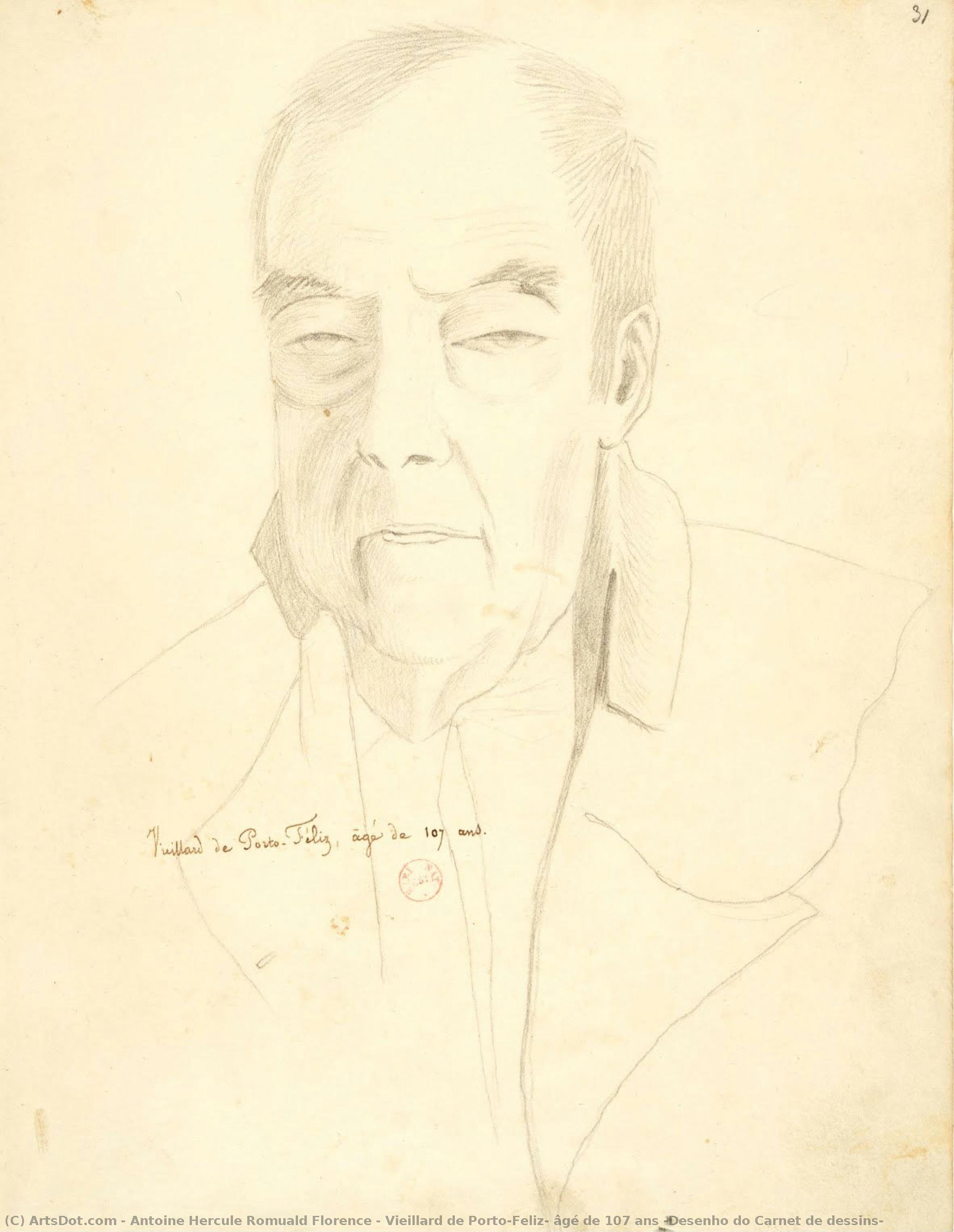 Vieillard De Porto-feliz, Âgé De 107 Ans [desenho Do Carnet De Dessins] — Antoine Hercule Romuald Florence
