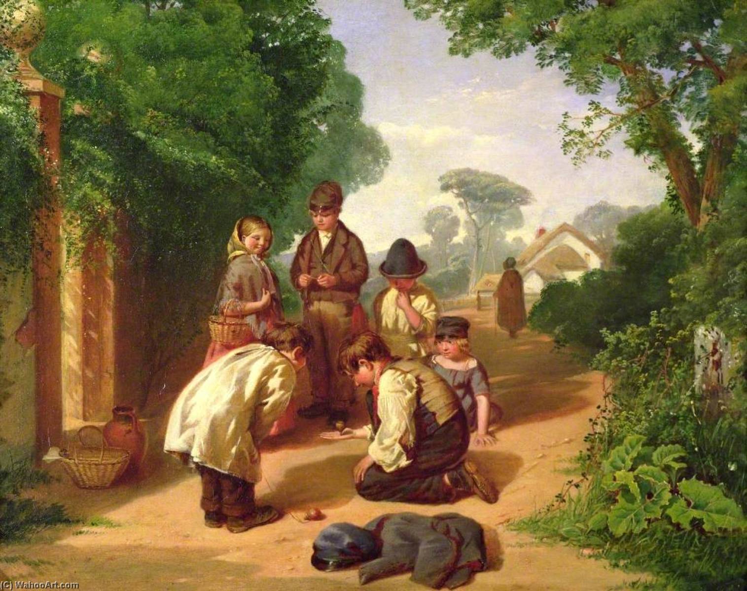 Children Spinning Tops — John Gendall