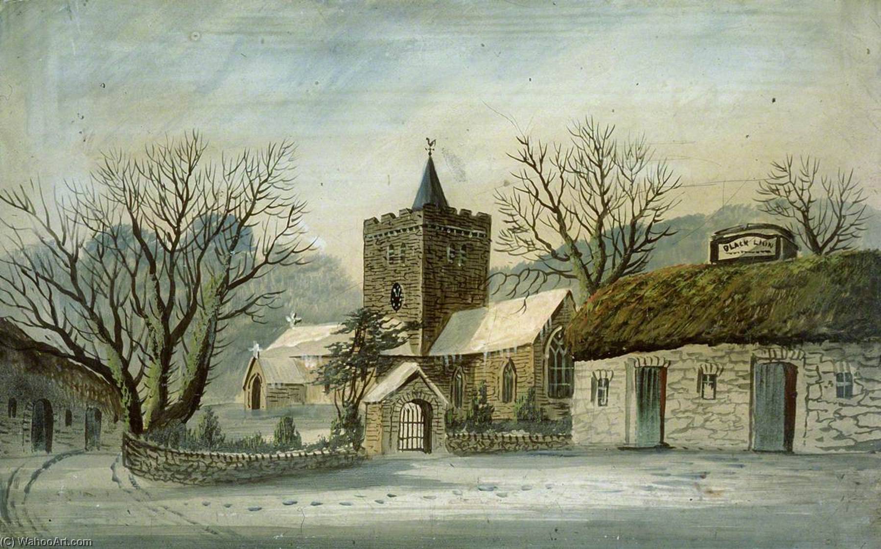 Llanbadarn Fawr Church And 'black Lion' Inn — Alfred Worthington