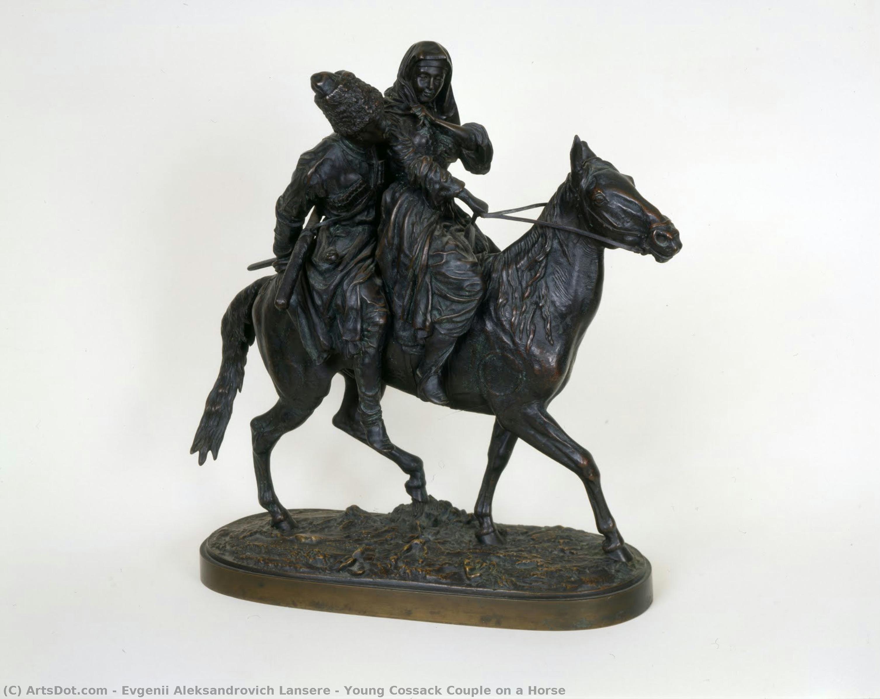 Young Cossack Couple On A Horse — Evgenii Aleksandrovich Lansere