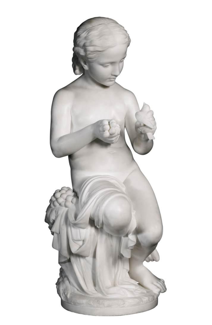 Young Girl Holding Grapes And A Bird — Odoardo Fantacchiotti