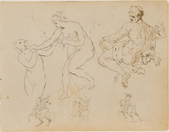 Two Female Nudes; Seated Male Nude; Three Equestrian Figures — Thomas Sully