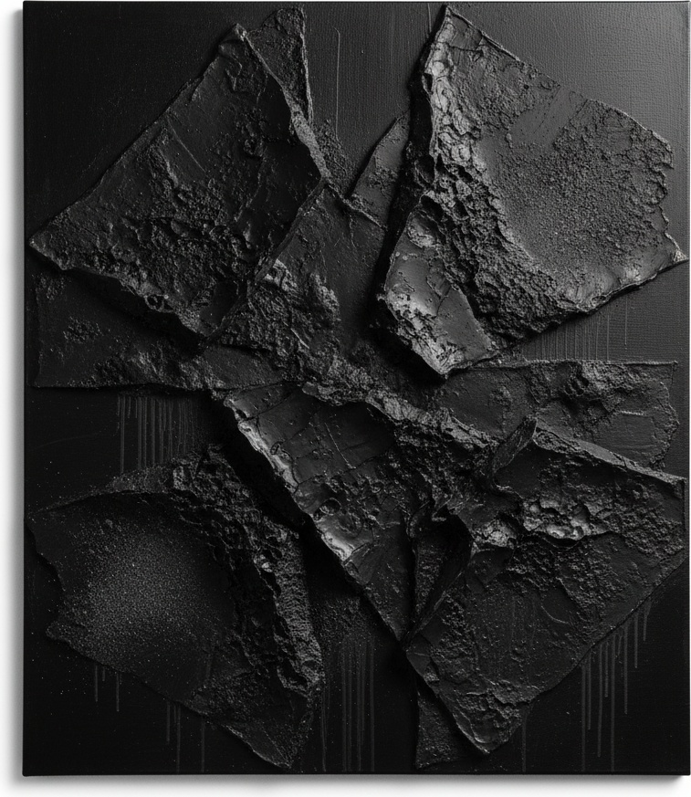 Monolithische Brüche In Kohle: Eine Monumentale Studie Von Tektonischem Chaos Und Schatten — David Moreau
