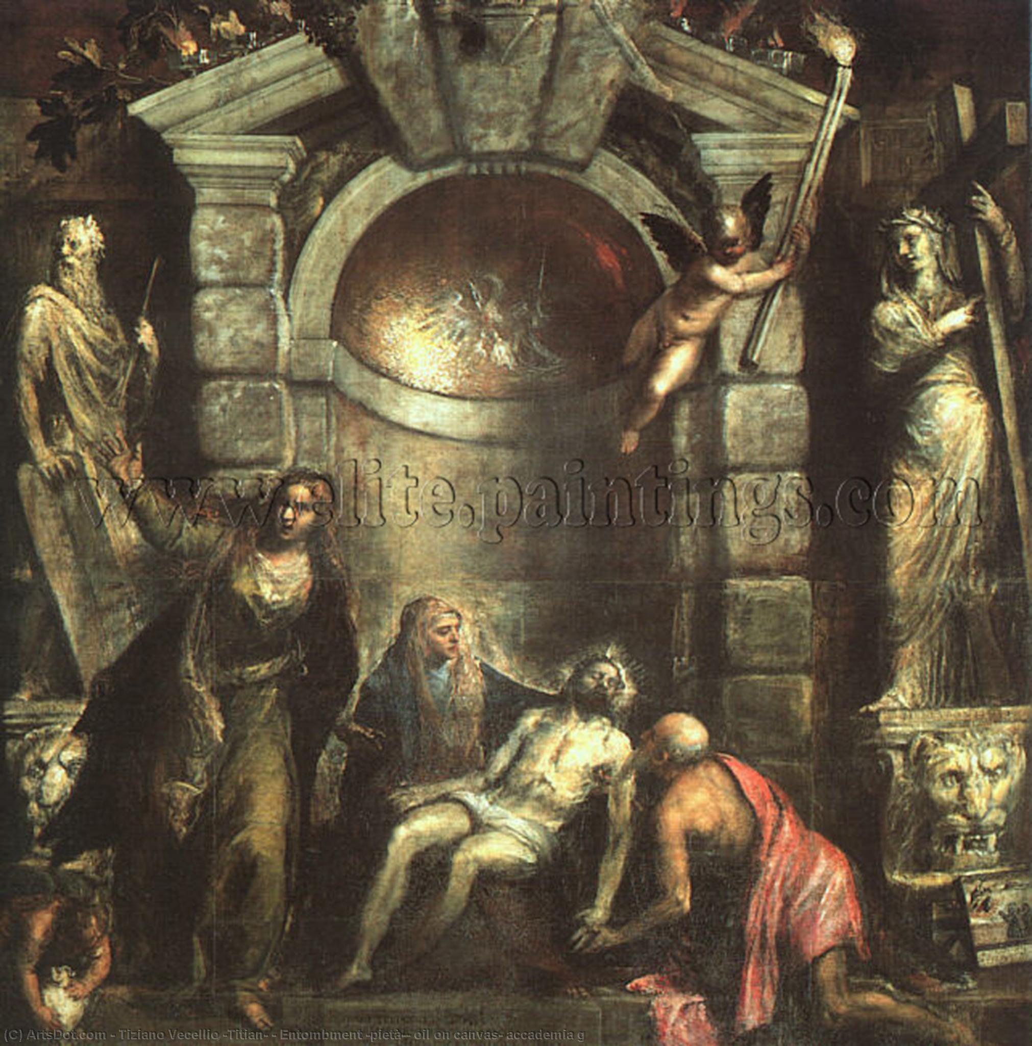 Grablegung (pietà), Öl Auf Leinwand, Accademia G — Tizian