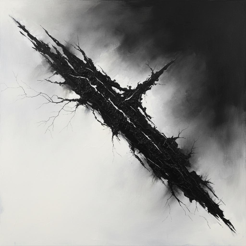 Monolithic Fracture In Charcoal And Light: A Singular Study Of Eternal Tension — Laurent Vionnet