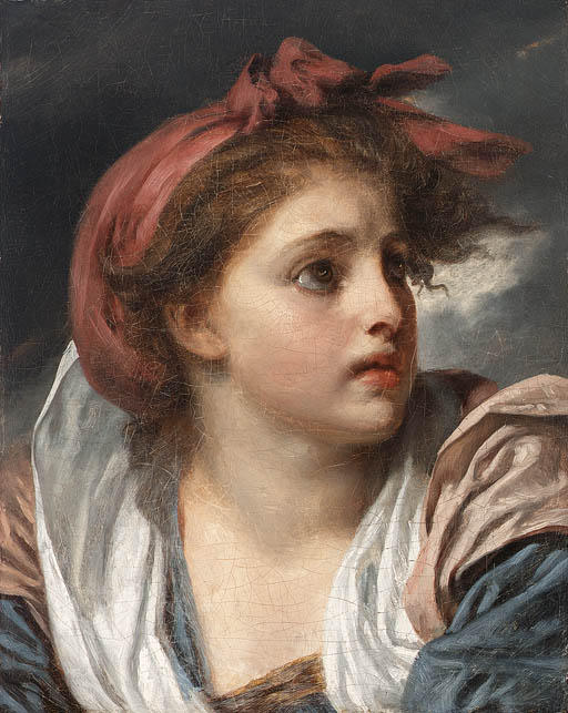 A Girl, Bust Length, Wearing A Red Headscarf 1 — Jean-baptiste Greuze
