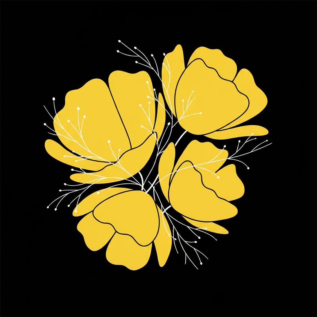 Resplandor Dorado En El Silencio Eterno: Un Estudio Singular De Armonía Floral Minimalista — Laurent Charpentier
