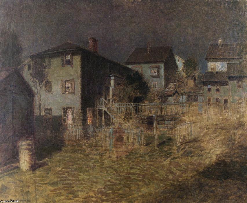 Old House, Moonlight, Gloucester, Massachusetts — Paul Cornoyer