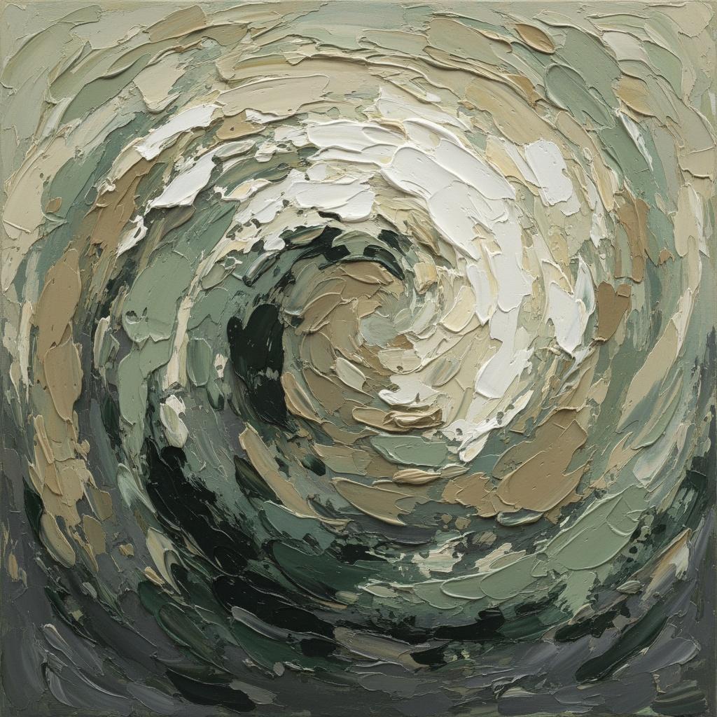 Ethereal Vortex In Sage And Charcoal: A Monumental Study Of Organic Motion — Christian Noiret