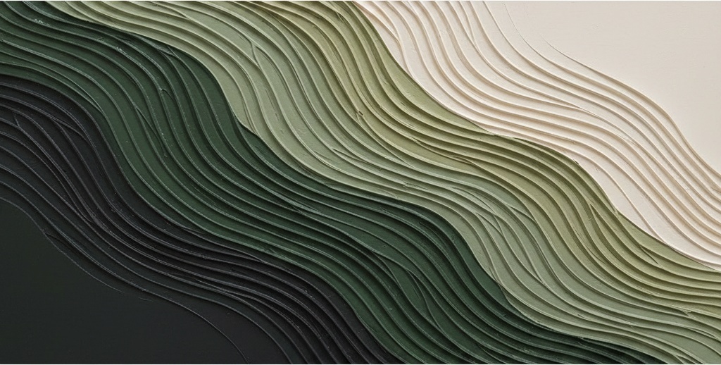 Ethereal Strata Of Sage And Charcoal In A Monumental Undulating Relief — David Moreau