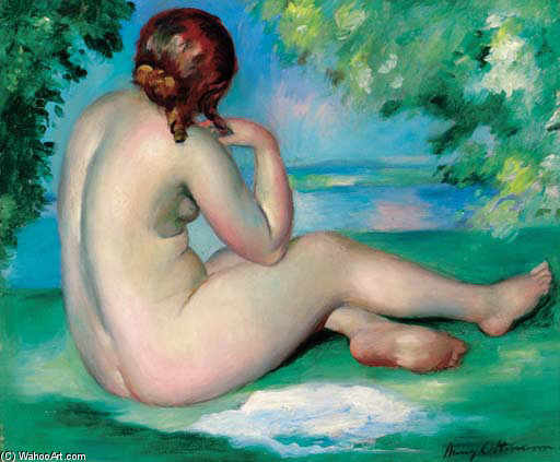 A Female Nude In A Landscape — Henri Ottmann